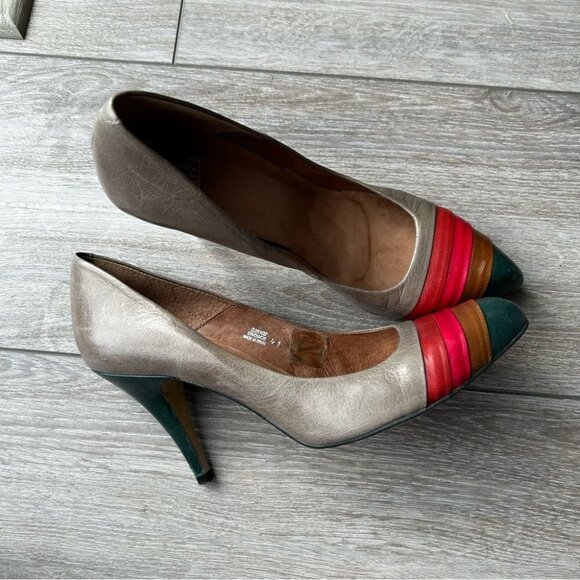 Vintage Faith Multicolour Retro  Fashion Leather Pumps Made in Spain - Picture 1 of 14